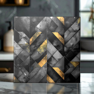 Melancholisches modernes Mosaik Schwarz ID1185 Fliese