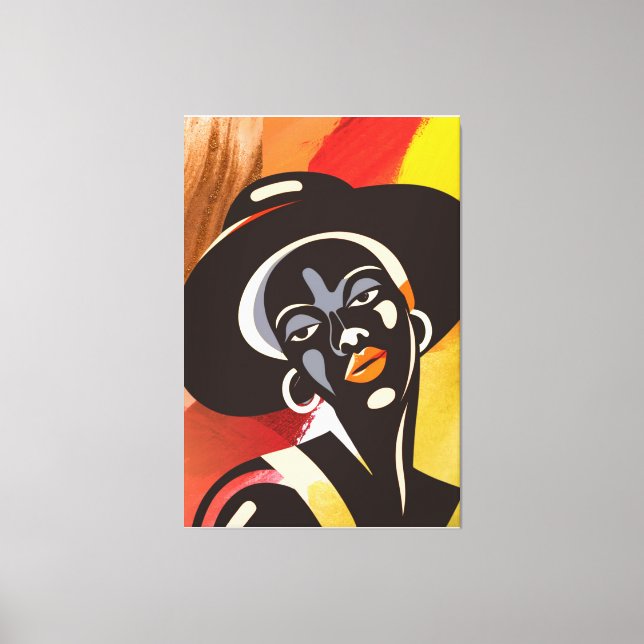 Melancholy in Abstraktion: Female Silhouette Leinwanddruck (Vorderseite)