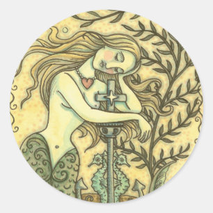 MELANCHOLY MERMAID IMAGINAIRE STICKERS Round SHEET