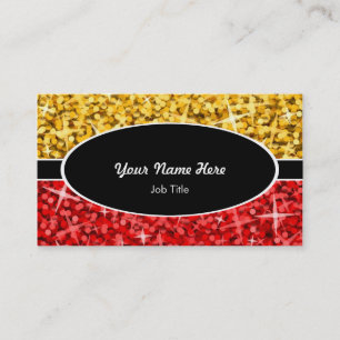 Mélange Glitz "Or" carte de visite rouge noir oval