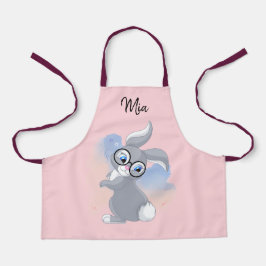 Mélange lapin et lunettes Nom personnalisé Tablier