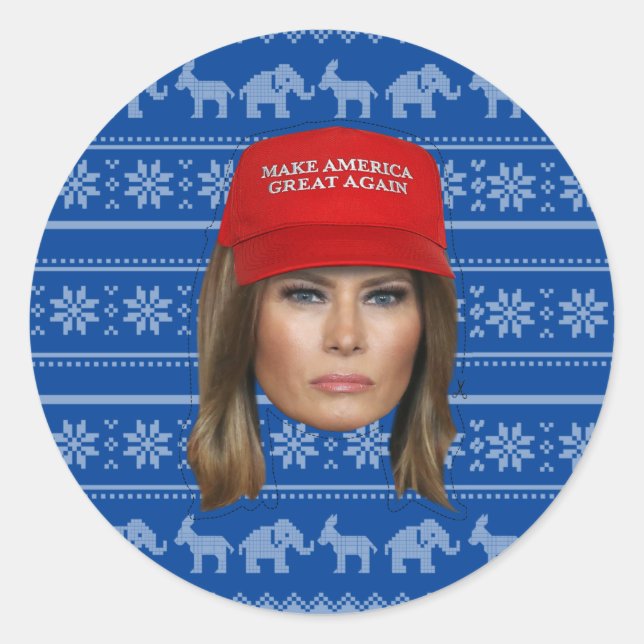 Melania Trump MAGA Weihnachten Runder Aufkleber (Vorderseite)
