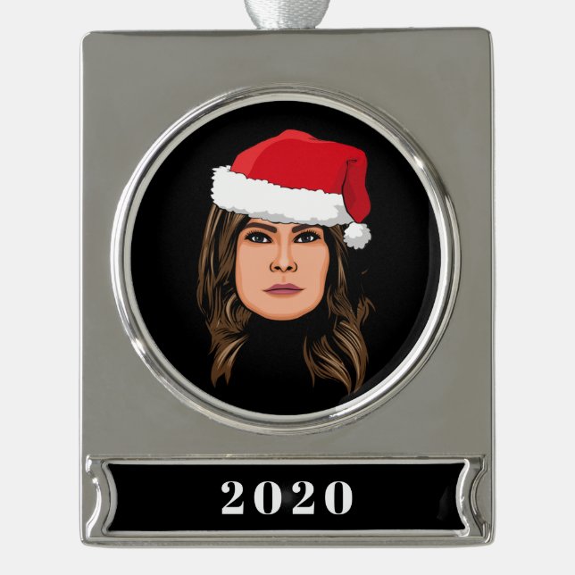 MELANIA TRUMP Weihnachten Banner-Ornament Silber (Vorderseite)