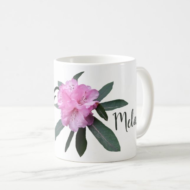 Melanie hübsch rosa Blütenbraun niedlich Kaffeetasse (VorderseiteRechts)