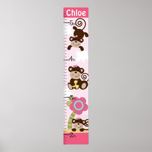 Melanie Monkey Girl Growth Chart Behielt auf 8x44! Poster (Vorne)