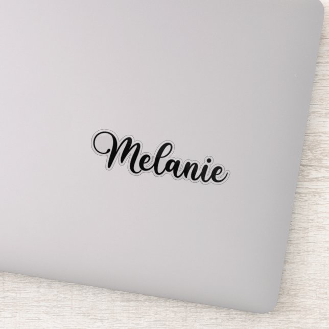 Melanie Name - Handgeschriebene Kalligrafie Aufkleber (Detail)