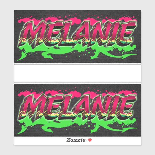 Mélanie Prénom Nom Graffiti Autocollants (Feuille)