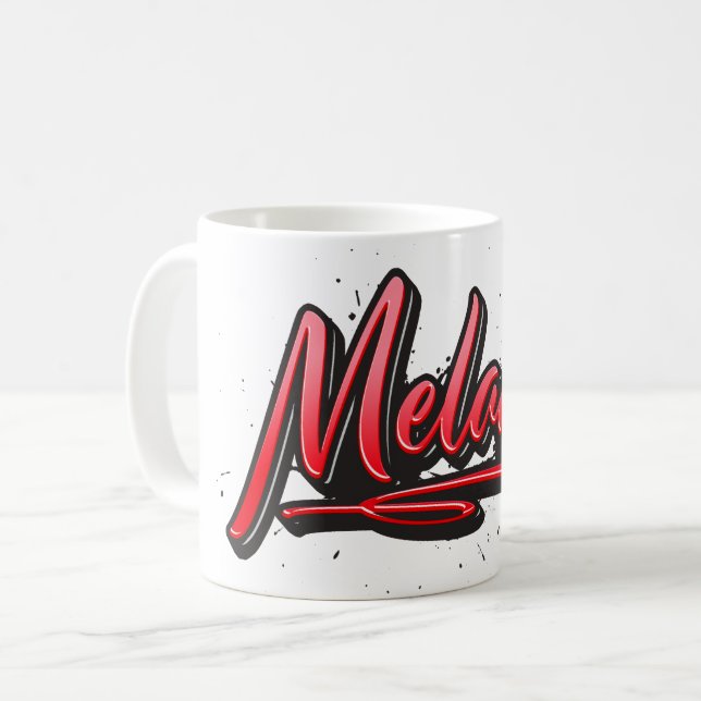 Melanie red Heart Graffiti Tasse Kaffeetasse (Vorderseite Links)