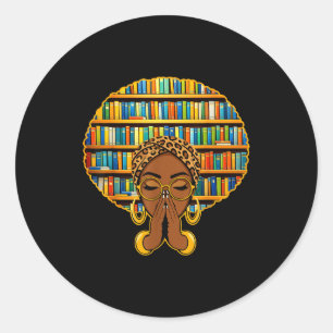 Melanin Afro Frauen Mädchen Buch Bibliothekarin Sc Runder Aufkleber