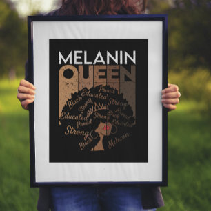 Melanin Afro Queen Wortkunst   Poster