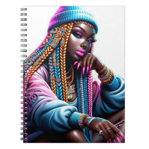Melanin Amerikanische urbane Mode Frau Notizblock