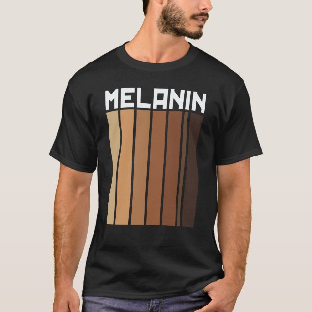 Melanin Barcode Black Pride African American Black T-Shirt (Vorderseite)
