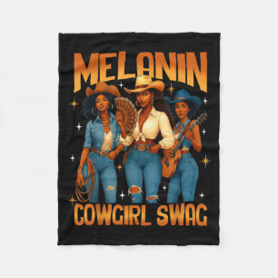 Melanin Black Cowgirl Magie Western Juneteenth Bla Fleecedecke