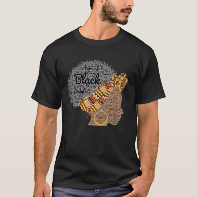 Melanin Black Girl American Afro Haare Kosten T-Shirt (Vorderseite)