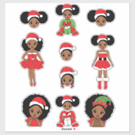 Melanin Christmas Black Girl Xmas Magic Girls Spaß Aufkleber