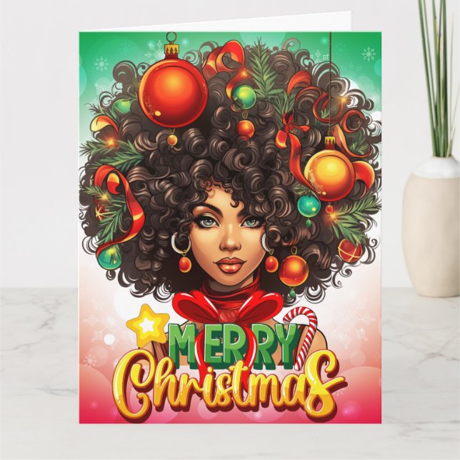 Melanin Christmas Black Queen Melanin Woman Xmas Karte (Vorderseite)