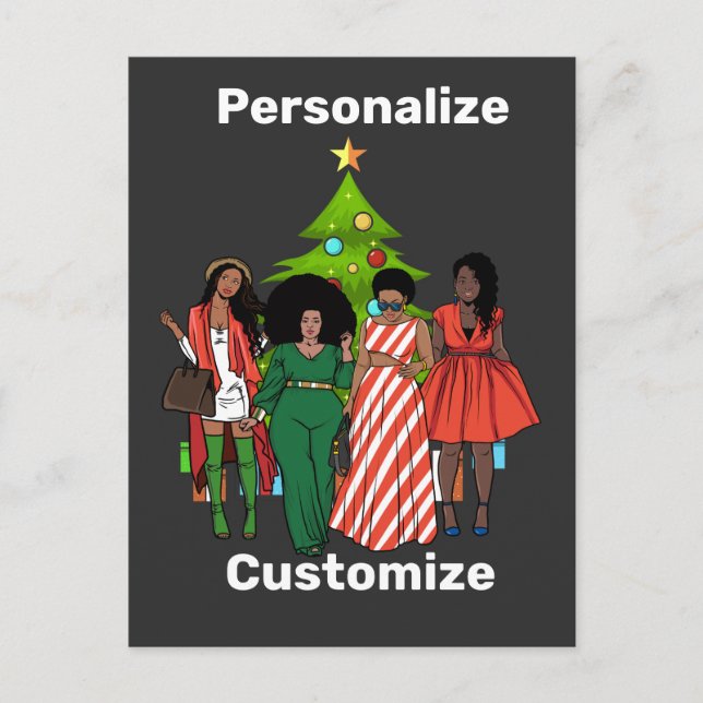 Melanin Christmas Black Sista Personalize Custom Postkarte (Vorderseite)