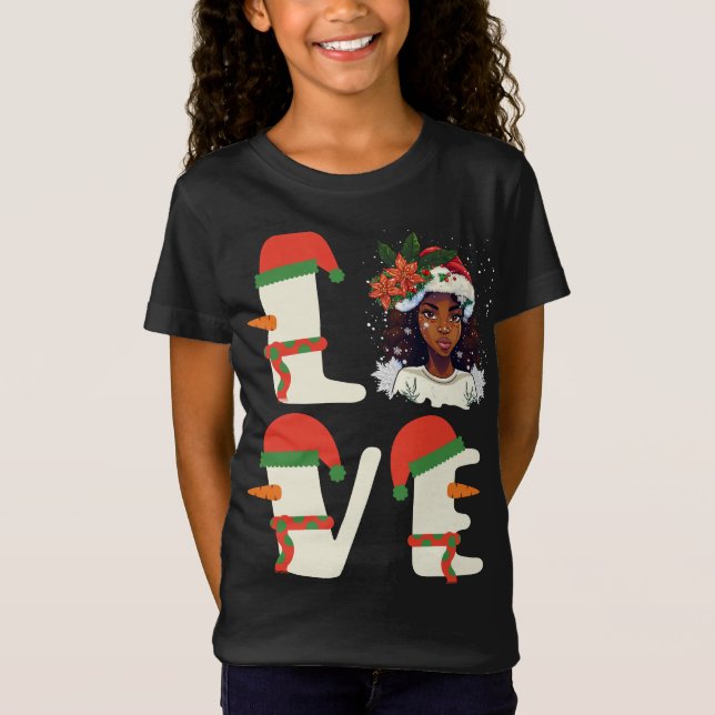 Melanin Christmas Liebe Black Girl Magic Sista T-S T-Shirt (Vorderseite)