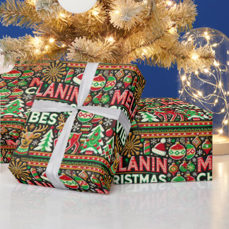 Melanin Christmas Vibes Geschenkpapier