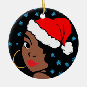 Melanin Christmas Winter Black Girl Magic Sista Keramik Ornament