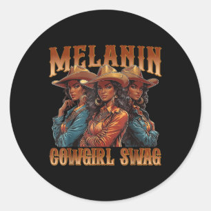 Melanin Cowgirls Schick Schwarze Geschichte Afrika Runder Aufkleber