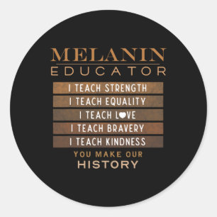 Melanin Educator Black Teachers African American W Runder Aufkleber