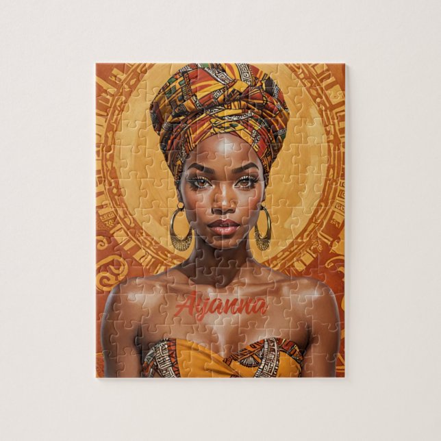 Melanin Frau mit Kopfumschlag - afrikanische Print (Vertikal)