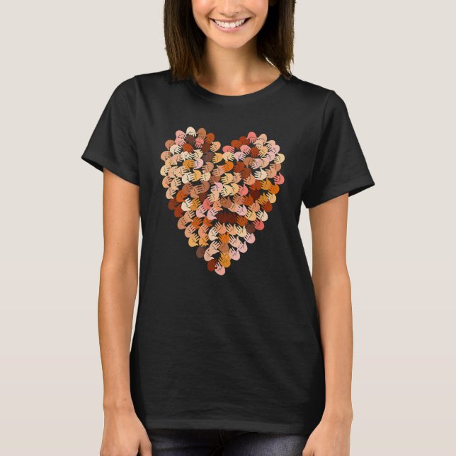 Melanin Hands Heart Black History Month Afro Afric T-Shirt (Vorderseite)