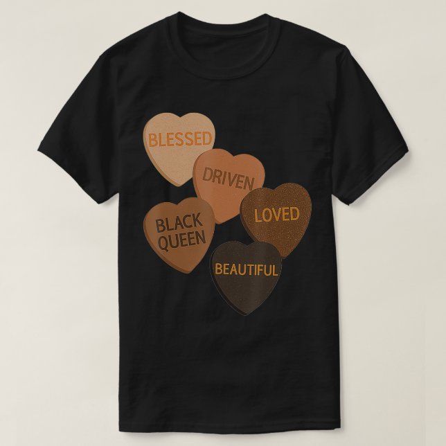 Melanin Hearts Valentines Day Candy Love Driven Bl T-Shirt (Design vorne)