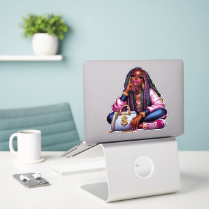 Melanin Hustler Afroamerikanische Hip-Hop-Frau Aufkleber