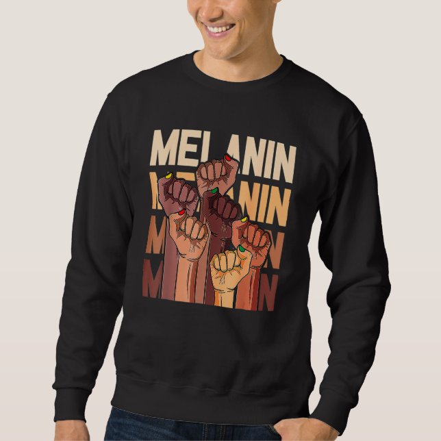 Melanin Leaders Black History Month Power Fist Han Sweatshirt (Vorderseite)