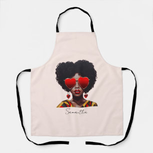 Melanin Magic: Black Queen Rocking Heart Shades Schürze