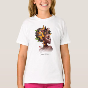 Melanin Magie: Afro Hair und farbenfrohe Schmetter T-Shirt