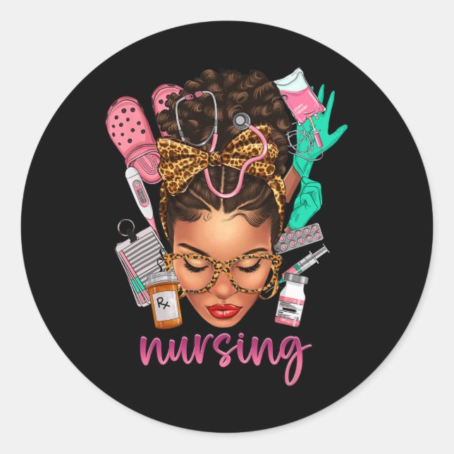 Melanin Nurse Black History Monte Afro Hair Runder Aufkleber (Vorderseite)
