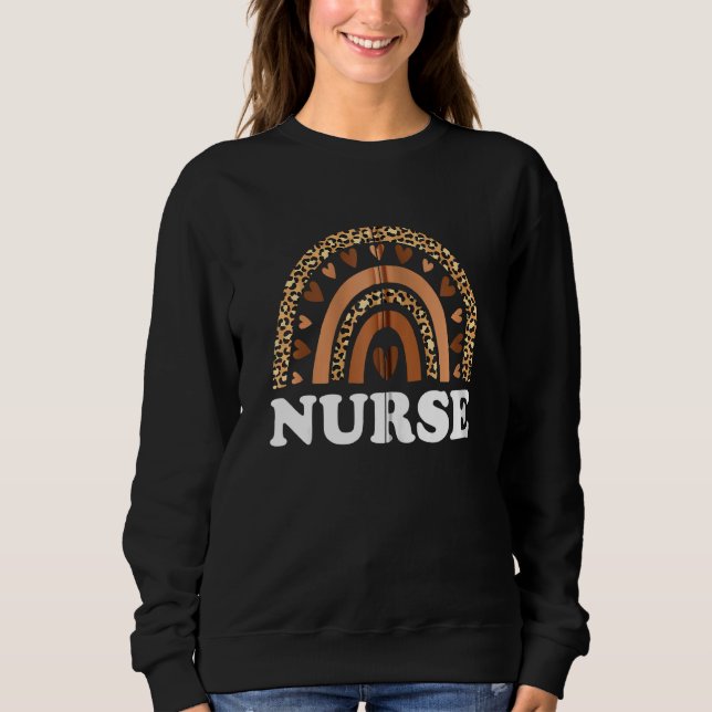 Melanin Nurse Rainbow Leopard Nurse Black History Sweatshirt (Vorderseite)