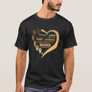 Melanin Power Faust Herz Schwarzer Geschichtsmonat T-Shirt