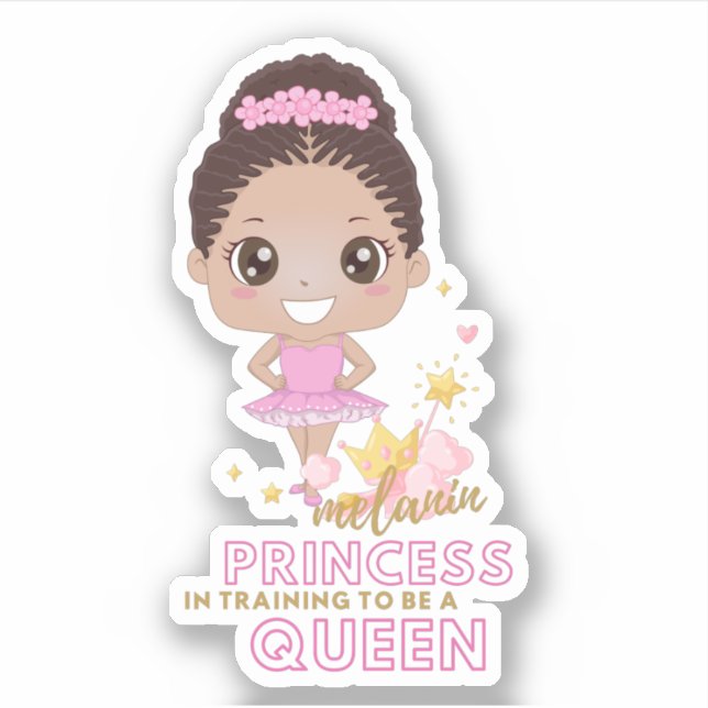Melanin Princess trainiert, Königin der Ballerina  Aufkleber (Vorderseite)