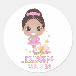 Melanin Princess trainiert, Königin der Ballerina  Runder Aufkleber