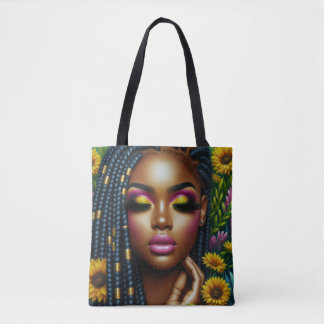 Melanin Queen Floral Tote Bag Tasche