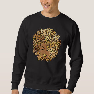Melanin Queen Leopard Afro Hair African American B Sweatshirt