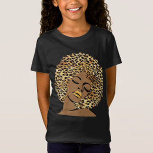 Melanin Queen Leopard Afro Hair African American B T-Shirt