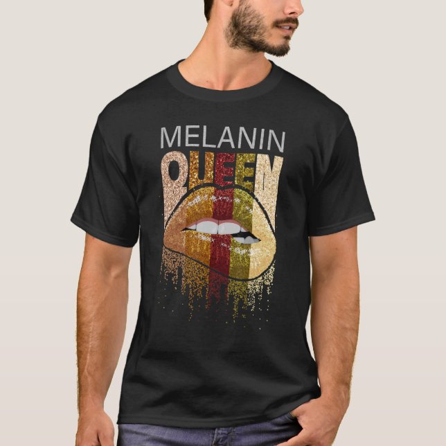 Melanin Queen Pride Afro Brown Lip Black History m T-Shirt (Vorderseite)