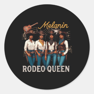 Melanin Rodeo Queen Black Cowgirl Afroamerikaner Runder Aufkleber