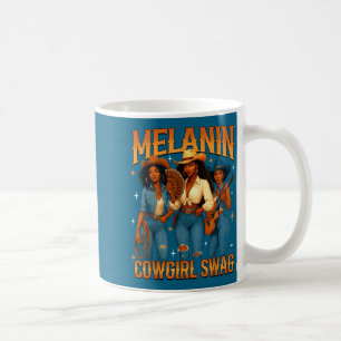 Melanin Schwarze Cowgirl-Magie Western Juneteenth Kaffeetasse