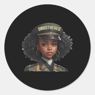 Melanin Unbeeindruckte Schwarze Frau Locs Camo Sch Runder Aufkleber