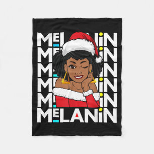 Melanin Weihnachten Schwarze Mädchen Magie Xmas Hä Fleecedecke