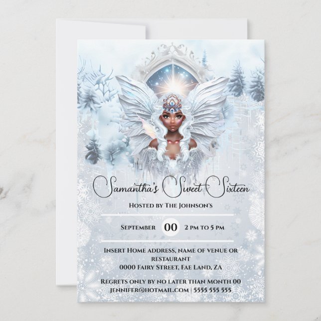 Melanin Winter Märchenportal der Prinzessin verzau Einladung (Vorderseite)