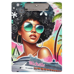 Melanin Woman - Afro - Tropische Kreuzfahrt Klemmbrett