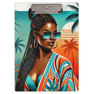 Melanin Woman - Braided Half Up-Down - Tropical Klemmbrett