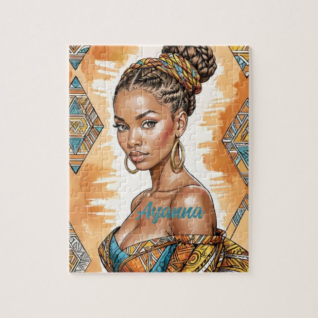 Melanin Woman mit geflochtenen Bun - afrikanische  (Vertikal)